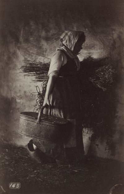 Paysanne portant un panier et du foin - Auguste Giraudon
