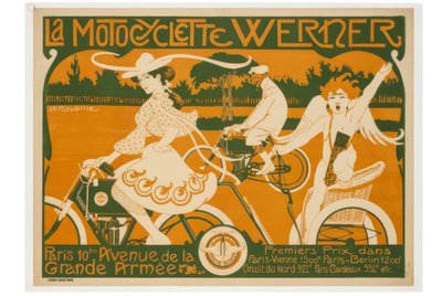 La Motocyclette Werner. Paris 10 Avenue de la Grande Armée. 1er prix dans Paris-Vienne 1500 km, Paris-Berlin 1200 km - Auguste Jean Baptiste Roubille