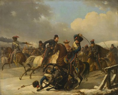 Cosaques poursuivant des soldats français en retraite, 1812 - Auguste Joseph Desarnod