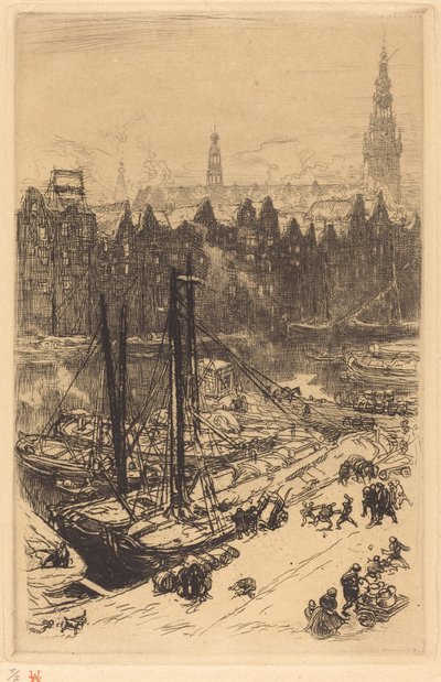 Amsterdam vue de Victoria Hotel - Auguste Lepere