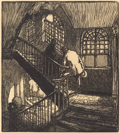 Escalier de la maison où était le Château Rouge, publié en 1901 - Auguste Lepere