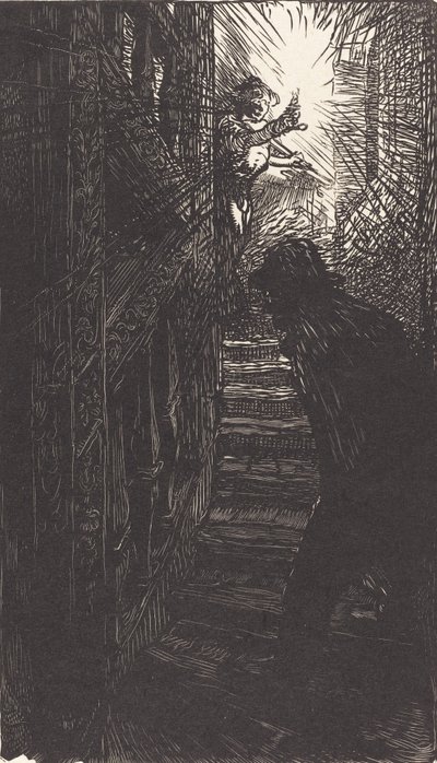 Escalier sculpté rue Boutebrie - Auguste Lepere