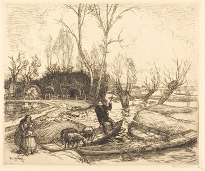 Au marais inondé - Le berger - Auguste Lepere