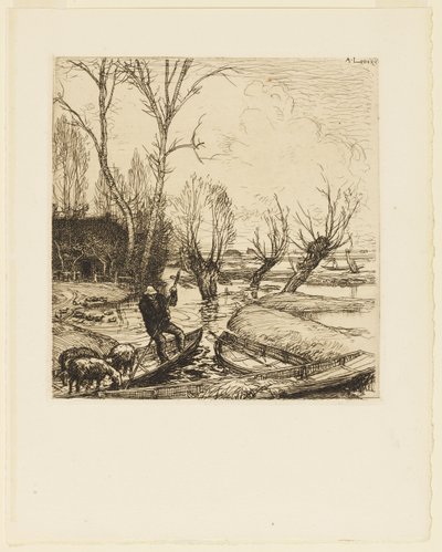 Au marais inondé - Le berger - Auguste Lepere