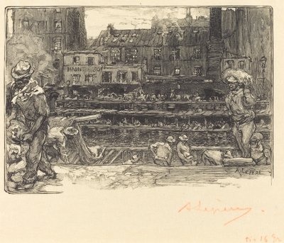 Les déchargeurs de plâtre, Canal Saint-Martin - Auguste Lepere