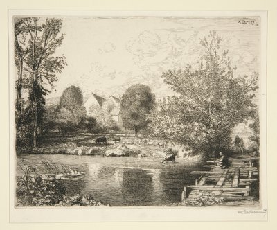 Vieille passerelle, bords du petit Morin - Auguste Lepere