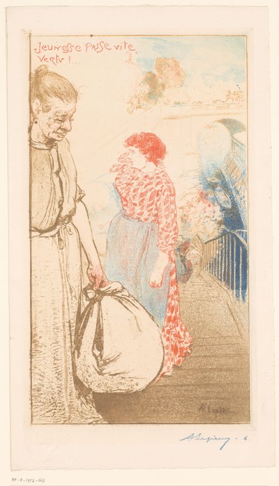 Lavandières sur un escalier le long de la Seine - Auguste Lepère (signed by artist)