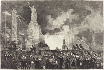 14 Juillet. Illumination de la Place de la République - Auguste Lepère after Henri Louis Scott