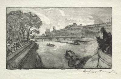 Le Louvre, vu du Pont Neuf - Auguste Louis Lepère