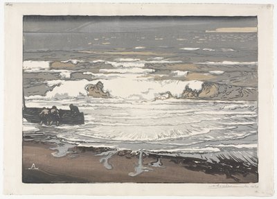 Les vagues déferlantes, marée de septembre 1901 - Auguste Louis Lepère