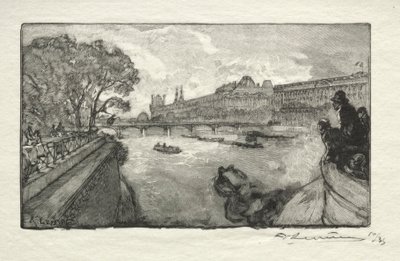 Le Louvre, vu du Pont Neuf - Auguste Louis Lepère