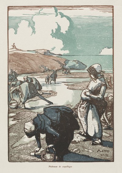 Les pêcheuses de pignons, Saint-Jean-de-Mont - Auguste Louis Lepère