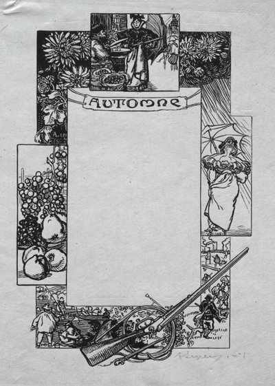Almanach de Paris, 1897: Bordure décorative, Automne - Auguste Louis Lepère