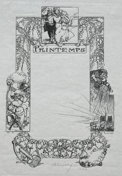 Almanach de Paris, 1897 : Bordure décorative, printemps - Auguste Louis Lepère