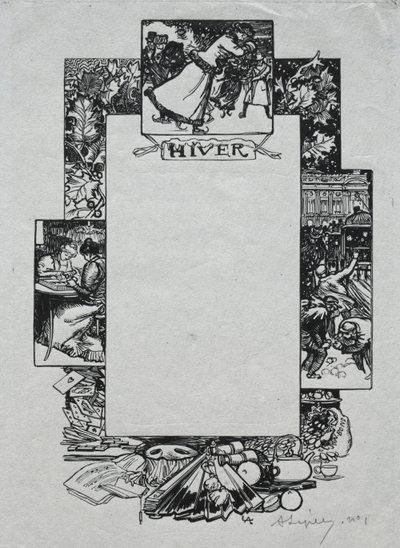 Almanach de Paris, 1897 : Bordure décorative, Hiver, 1897 - Auguste Louis Lepère