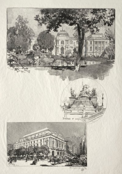 Rouen Illustré : La Musée; Fontaine St. Marie; Le Théâtre des Arts - Auguste Louis Lepère