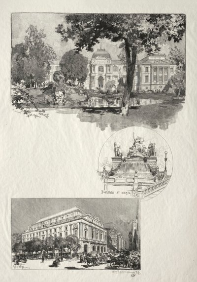 Rouen Illustré: La Musée, Fontaine St. Marie, Le Théâtre des Arts - Auguste Louis Lepère