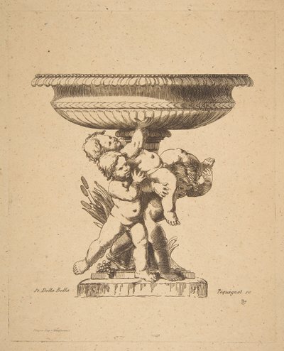 Conception ornementale de trois enfants tenant une fontaine, 19ème siècle - Auguste Pequegnot