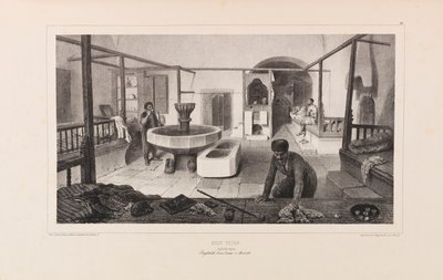 Bain tatar, salle de repos. De Voyage dans la Russie par Anatole de Demidoff, 1837 - Auguste Raffet