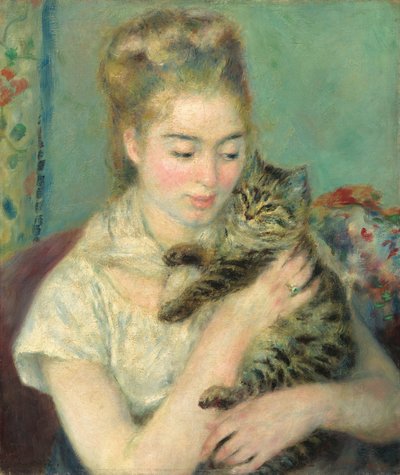Femme avec un chat - Auguste Renoir