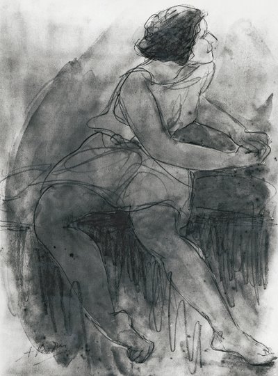 Isadora Duncan (1878-1927) (crayon et lavis sur papier) - Auguste Rodin