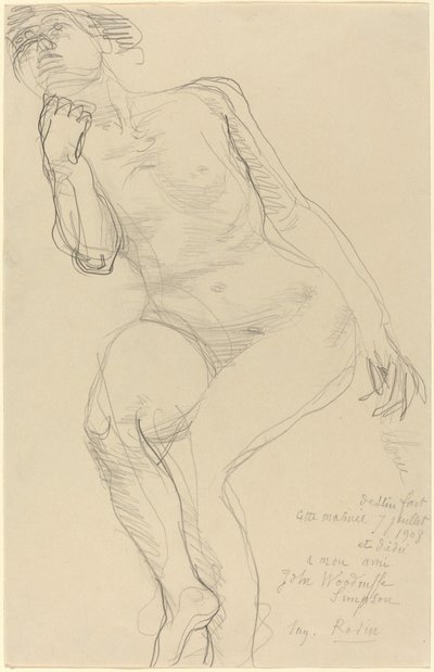 Nu féminin assis penché à gauche - Auguste Rodin