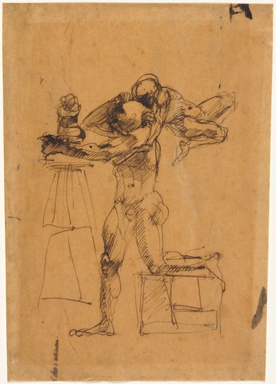 Le génie du sculpteur, vers 1880-83 (plume et encre brune) - Auguste Rodin