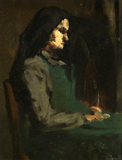 Femme avec un tablier vert - Auguste Theodule Ribot