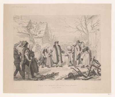 Louis XVI en visite dans un quartier pauvre
Louis XVI distribue des secours aux pauvres (titre sur l