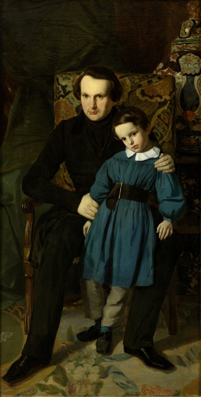 Portrait de Victor Hugo 1802-1885 avec son fils, 1836 - Auguste de Chatillon