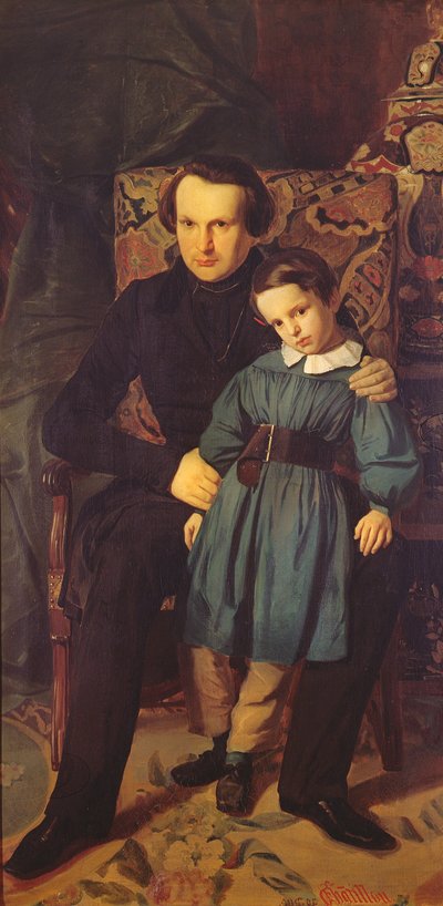 Victor Hugo (1802-85) et son fils, François-Victor, 1836 - Auguste de Chatillon