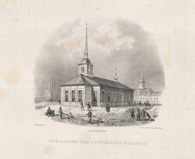Vue de la première église Saint-Isaac en 1710 De : La construction de la cathédrale Saint-Isaac - Auguste de Montferrand