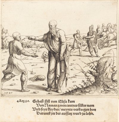 Élisée punit Guéhazi avec la lèpre de Naaman, 1547 - Augustin Hirschvogel