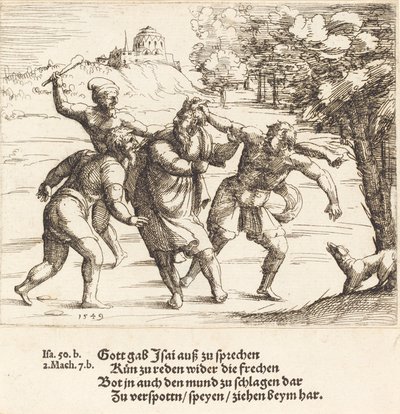 Isaïe accepte la moquerie à cause de sa foi, 1549 - Augustin Hirschvogel