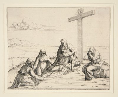 Joseph et Nicodème avec le corps du Christ - Augustin Hirschvogel
