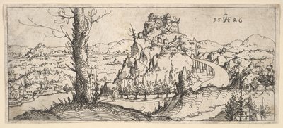 Paysage avec hautes roches et forteresses, 1546 - Augustin Hirschvogel
