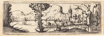 Paysage avec lac et ville - Augustin Hirschvogel