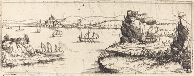 Paysage avec bateaux à voile [plaque inférieure] - Augustin Hirschvogel