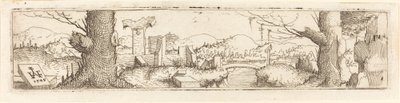 Paysage avec un ruisseau et des ruines, 1545 - Augustin Hirschvogel