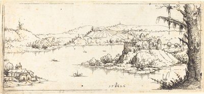 Paysage avec un grand lac au centre - Augustin Hirschvogel