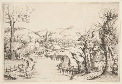 Paysage avec un Pont en Bois Sinueux - Augustin Hirschvogel