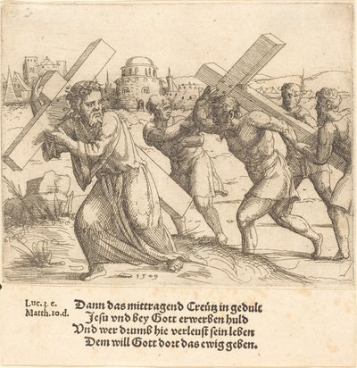 Homme Porte la Croix après le Christ - Augustin Hirschvogel