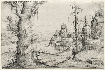Paysage fluvial avec grand arbre à gauche, 1546 - Augustin Hirschvogel
