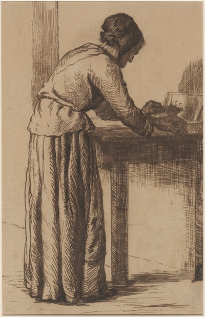 Vieille femme travaillant - Augustin Théodule Ribot