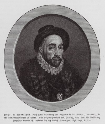 Michel de Montaigne, philosophe français (gravure) - Augustin de (after) Saint-Aubin