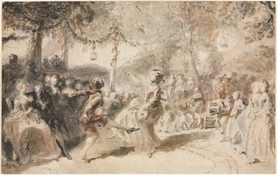 Danseurs costumés se produisant dans une taverne de jardin, 1756 - Augustin de Saint Aubin