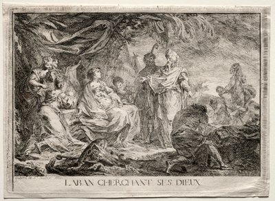 Laban cherchant ses dieux - Augustin de Saint Aubin