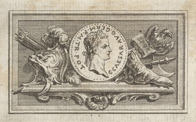 Médaille avec Portrait de Caligula dans le 6e Livre, de Tibère ou les six premi..., publié en 1768 - Augustin de Saint Aubin