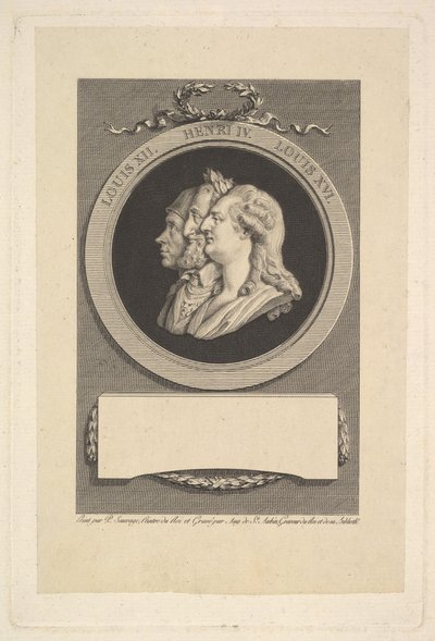 Portrait de Louis XVI, Henri IV et Louis XII, 1791 - Augustin de Saint Aubin
