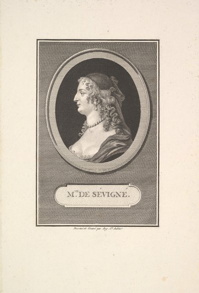 Portrait de Marie de Rabutin, Marquise de Sévigné - Augustin de Saint Aubin